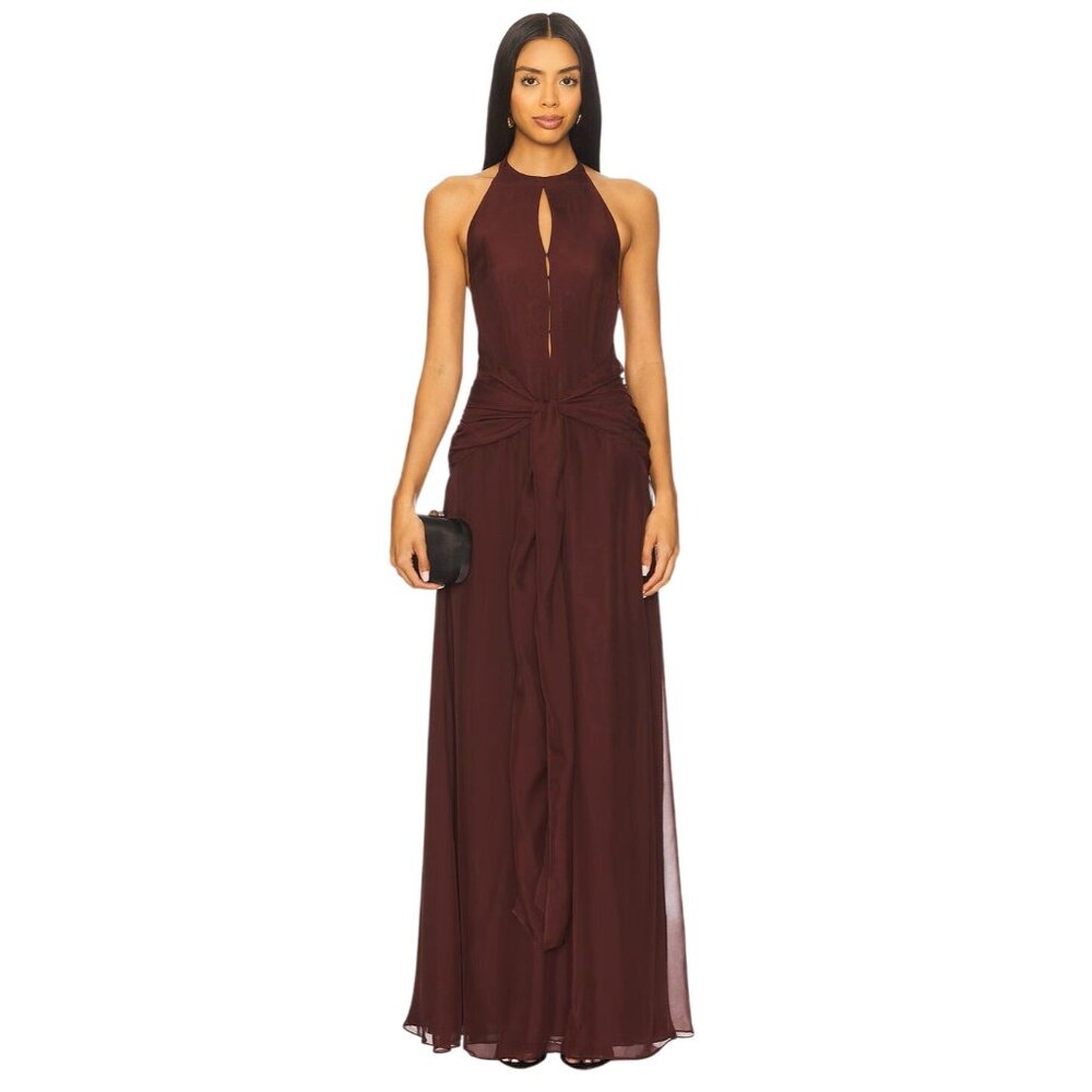 Azeeza Avya Gown in Wine Medium New Womens Silk Long Maxi Dress